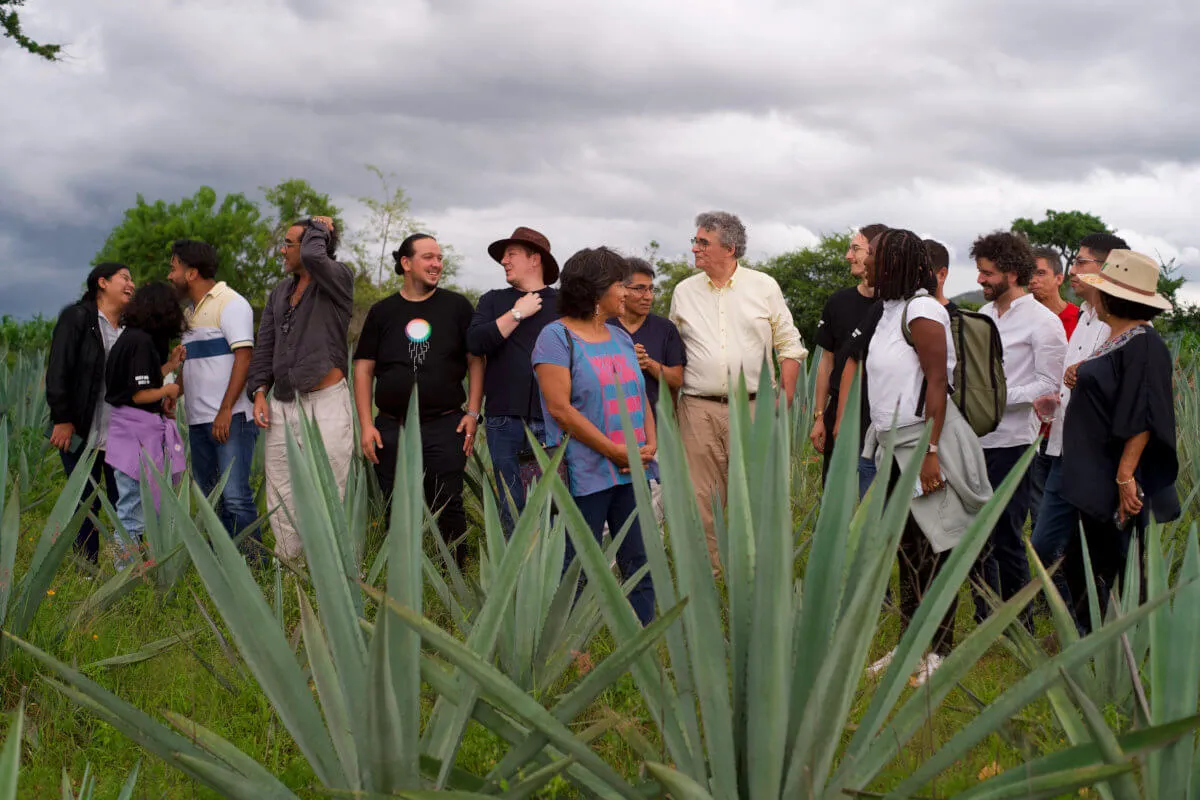 A group photo in the agave farm